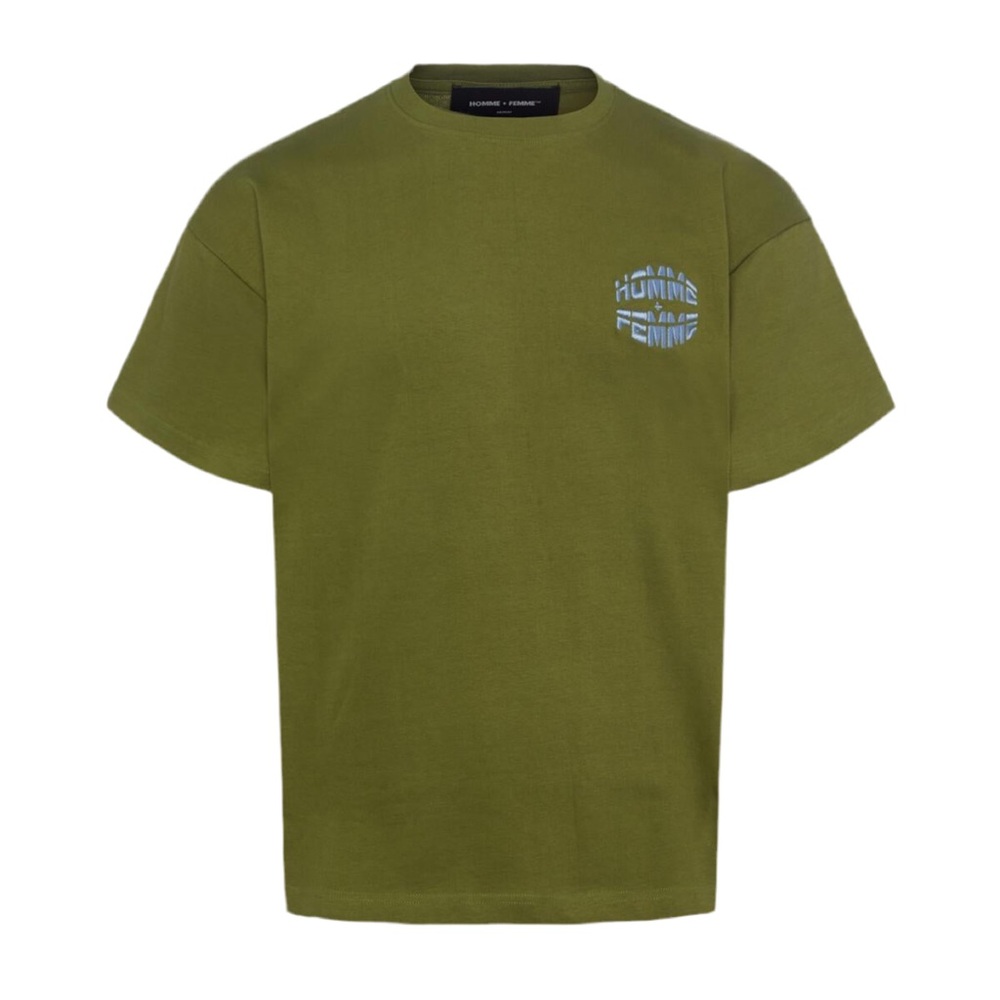 Homme + Femme Olive Green Graphic Tee Short Sleeve Minimalist Streetwear Shirt
